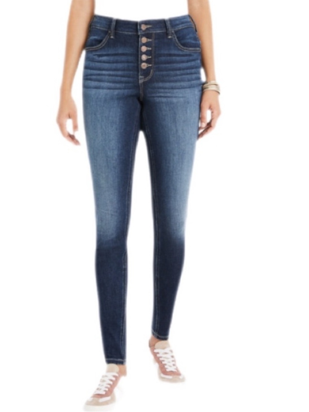 M Jeans By Maurices Y2K Dark Wash High Rise Waist Button Fly Skinny Med 8 Long